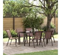 6x Chaises Empilables de Jardin Noir Tissu Textilène Fauteuils Patio vidaXL