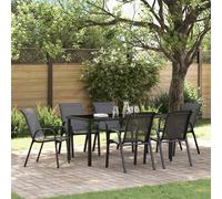 6x Chaises Empilables de Jardin Noir Tissu Textilène Fauteuils Patio vidaXL