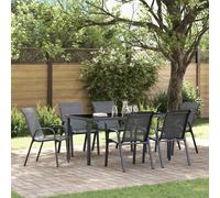 6x Chaises Empilables de Jardin Noir Tissu Textilène Fauteuils Patio vidaXL