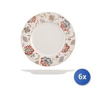6X Churchill Assiette De Table Plate Jacobean En Faïence 27 Cm.