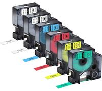 6X Compatible with D1 45010 45013 45016 45017 45018 45019 12mm x 7m Colour Tape for LabelManager 160,420P,360D,210D,500TS,PnP,LW 450 Duo