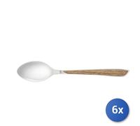 6X Cuillères À Soupe En Acier Inoxydable Éclat Manche Bois Clair