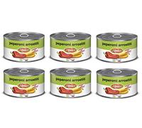 6x D'Amico Peperoni Arrostiti Interi e Spellati Piments rôtis entiers et pelés Frais Transformé 400g