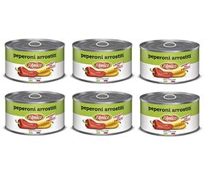 6x D'Amico Peperoni Arrostiti Interi e Spellati Piments rôtis entiers et pelés Frais Transformé 400g