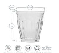 6x Duralex Saphir 250ml Picardie Gobelets Verre Eau Whisky Tasse Ensemble
