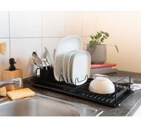 6x égouttoir à vaisselle noir avec bac de récupération égouttoir égouttoir à vaisselle grille d'égouttage support de vaisselle panier d'égouttage