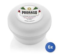 6X Ensemble Proraso Savon À Barbe Dans Un Bol Pour Peaux Sensibles 150 Ml