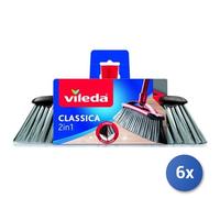 6X Ensemble Vileda Balai 2En1 Classique Rouge Noir Avec Brosses Grises