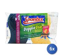 6X Éponge + Fibre Double Usage 2 Pièces Spontex
