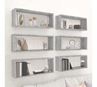 6x Étagères Murales Cube Sonoma Gris 60x15x23cm Bois Stockage Rangement vidaXL