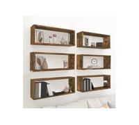 vidaXL Étagères murales cube 6 pcs Chêne fumé 60x15x23 cm Bois 815926
