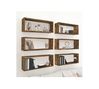vidaXL Étagères murales cube 815926 - 6 pièces, chêne fumé, 60x15x23 cm, bois