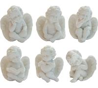 6x FADEDA ange assis, blanc / hauteur:5 cm / peint à la main / figurines de crèche détaillées - Noël Table Décoration Accessoires de crèche