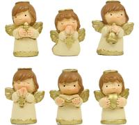 6x FADEDA Ange enfantin avec auréole / hauteur:5 cm / peint à la main / figurines de crèche détaillées - Noël Table Décoration Accessoires de crèche