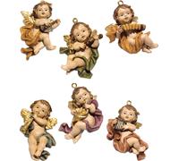 6x FADEDA Anges suspendus jouant de la musique / hauteur:6 cm / peints à la main / figurines de crèche détaillées - Noël Table Décoration Accessoires de crèche