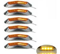 6x Feux de Gabarit Marqueur Position Latéral 12V Orange/Ambre avec Cadre Chromé Feu de Dégagement Côté Latéral pour Camion Remorque Machines Agricoles Fourgon Bus