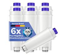 [6x] Filtre à eau pour Delonghi DLSC002 | Certifié TÜV | pour DLSC002, SER3017 & 5513292811 - y compris les versions des séries ECAM, ESAM, ETAM