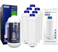 6x filtres à eau d'Aquafloow compatibles avec DeLonghi + Delonghi 500ml ecoDecalk détartrant