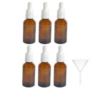 6x Flacon verre ambré 5ml, 10ml, 15ml, 20ml, 30ml, 50ml, 100ml et pipette compte-gouttes blanche + Entonnoir : huiles essentielles, eaux florales, parfums, lotions cosmétiques, cuisine.. (30ML)