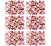 6X Fleurs artificielles mur de roses, panneau mural de fleurs Rose Rose pour mariage, automne rose Champagne
