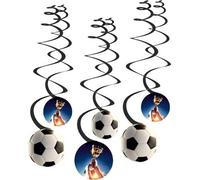 6X Football Swirls * Kick IT * comme décoration pour l'Euro 2024, l'anniversaire des enfants et la fête du football | Taille : 60cm, en papier fort et film | Décoration de plafond anniversaire enfants