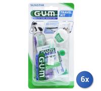 6x Gum Set Voyage Brosse à Dents +Dentifrice +Fil Inter Cure-Pipes