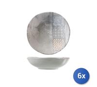 6X H&H Assiette Creuse En Grès Malaga 20 Cm, Gris