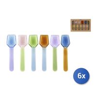 6x H&h Paquets 6 Cuillères Crème Glacée Verre Bi-Color Assortti (Couleurs Mix
