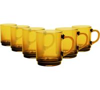 6x Jaune 260ml Versailles Tasses à Café en Verre - Grand Set de Tasses Colorées - Thé Latte Cappuccino Chocolat Chaud Verres avec Anses - Par Duralex