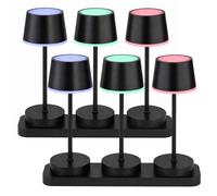 6x Lampe de table Intérieur Extérieur noir Télécommande Touchdimmer RGB LED H 20 cm