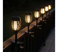 Harms Lot 6 Lampes LED Solaires Bâton Fackel Flamme Balcon Jardin, H 26 cm