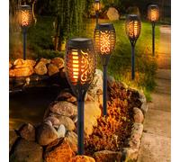 6er Set Solaire LED Torche Lumières Extérieur Déco Feu Effet Jardin Fiche Lampes