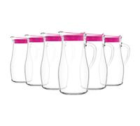 6x LAV 1.8L Misket Carafes à Eau en Verre avec Couvercle en Silicone Jus Lait
