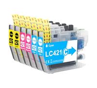 6X LC421 LC421XL Pack de Cartouches Couleur D'imprimante Compatibles avec Brother LC421 LC421XL LC-421XL LC-421XLVAL pour Brother DCP-J1050DW MFC-J1010DW DCP-J1140DW (2 Cyan 2 Jaune 2 Magenta)