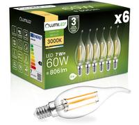 6x LED-Kerzenlampe E14 BA35 7W = 60W 806lm 3000K warmweiß 360° FILAMENT LUMILED