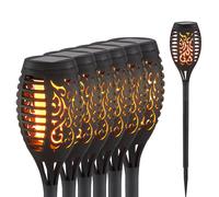 6x LED Solar Torch Lights Outdoor Garden Way Fire Effect Spot Balcon Deko Plugs