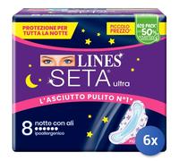 6X Lignes Seta Ultra Nuit Ailes 8 Pièces Absorbantes Fabriquées En Italie