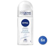 6X Lot Nivea Pure Invisible Roll-On 50 Ml