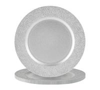 6x Martelé Chargeur plaques de soirée de mariage Réglage 33cm Argent