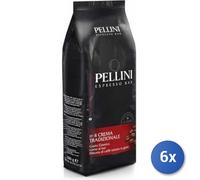 6X Multipack Pellini Café N 4 Crème Tradition Grains Kg 1
