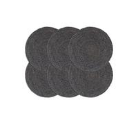 6x Napperons Set de Table Napperons de Restaurant Napperons de Maison Napperons de Table de Salle à Manger Gris Foncé Plain 38 cm Rond Jute