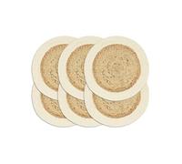 Vidaxl Napperons 6 Pcs Naturel Plain 38 Cm Rond Jute Et Coton