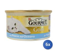 6x Nourriture Pour Chats Gourmet Gold Boîtes Mousse 85 Grams Poisson