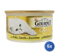 6X Nourriture Pour Chats Gourmet Gold Boîtes Pâté 85 Grams Poulet/Carottes