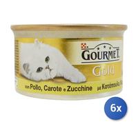 6X Nourriture Pour Chats Gourmet Gold Boîtes Pâté 85 Grams Poulet/Carottes