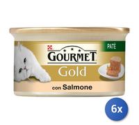 6x Nourriture Pour Chats Gourmet Gold Boîtes Pâté 85 Grams Saumon