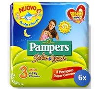 6X Pack Pampers Couches Midi, Taille 3 (4 - 9 KG), 20 Pièces Couches Pour