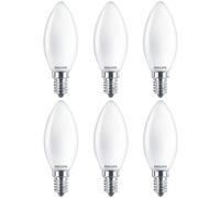 6x Philips Ampoules LED Bougie 4,3W=40W E14 Mat 470lm 4000K Neutre 230V