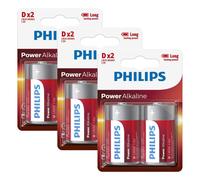6x Philips Power D LR20 Piles Alcalines 1.5V MN1300 Long Life