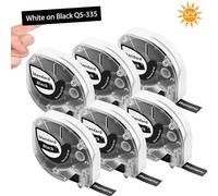 6x Phomemo P12 Ruban Compatible avec Recharge Dymo LetraTag Ruban 12mm x 4m, Compatible avec Dymo Etiqueteuse LetraTag LT-100T LT-100H XR 200B & Phomemo P12, P12-pro,LT12,Blanc sur noir